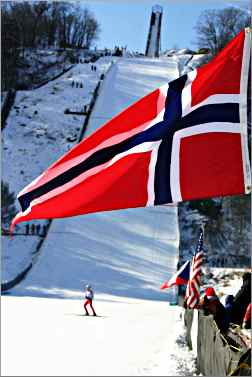 The Norwegian flag in Westby.