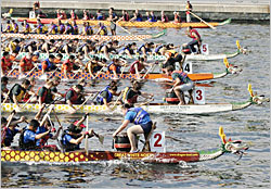 Dragon boats vie for the win.