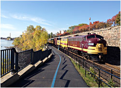 Fall-color train in Duluth.