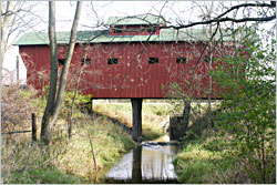 A covered bridge on the Glacial River Trail.