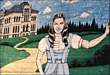 A mural of Judy Garland in Grand Rapids.