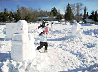 Snow sculptures outside Gunflint Lodge.