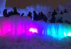 Lighted ice castle.