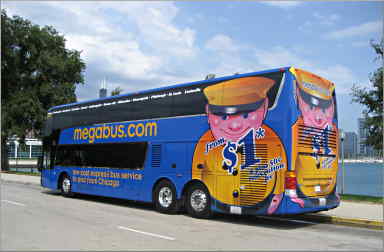 megabus parked in Chicago