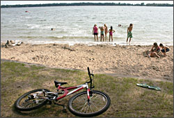 The beach at Sibley State Park.