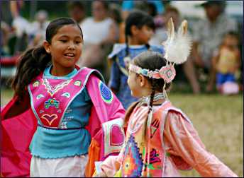 Girls dance at the Upper Sioux wacipi.