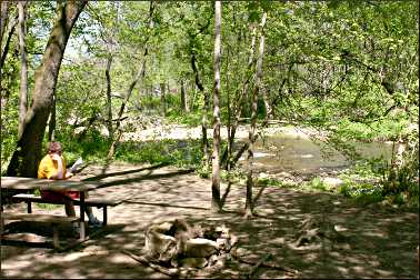 A campsite at Whitewater State Park.