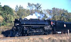 The 261 steam train on tracks outside Red Wing, MN