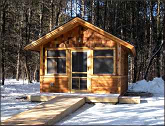 A camper cabin at Afton State Park.