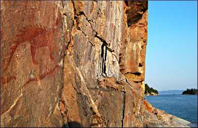 The pictographs at Agawa Bay.