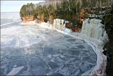 Ice caves from Lakeshore Trail.