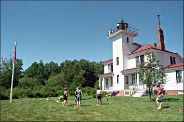 Visitors at the Raspberry Island lighthouse.