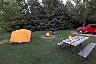A campsite at Baker Park Reserve.