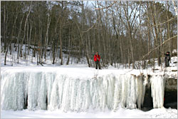 Frozen waterfall in Banning State Park.