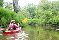 Kayaking on the Baraboo River.