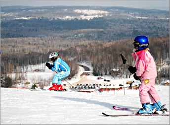 Children skiing at Mount Ashwabay.