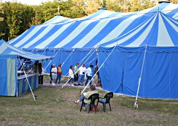 People file into Big Top Chautauqua.