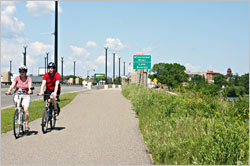 Bicycling near downtown Bemidji.