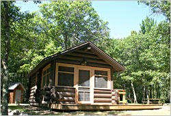 A camper cabin in Lake Bemidji State Park.