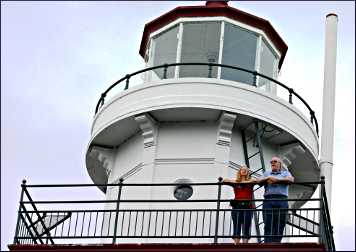 Guests at Big Bay lighthouse admire the view.
