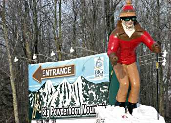 Skier mascot at Big Powderhorn.