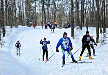 Skiers on the Birkie Trail.