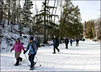 Snowshoeing up the Caribou River.