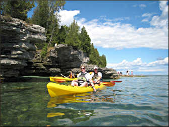 Kayakers near Cave Point.