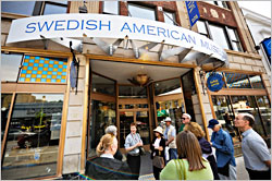 A tour group in Andersonville.