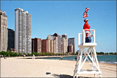 Oak Street Beach in Chicago.
