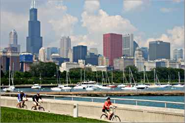 bicyclists along Chicago's Lakefront Trail