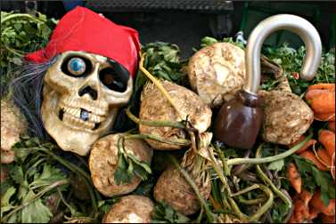 Skull at a farmers market.