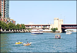 Boats on the Chicago River.