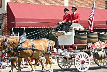 Leinenkugel's beer wagon goes down Bridge Street during Pure