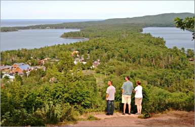 The view of Copper Harbor from Brockway Mountain Drive.