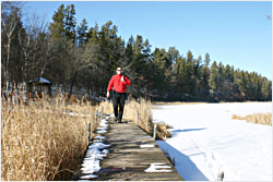 Winter hiking near Crosslake.