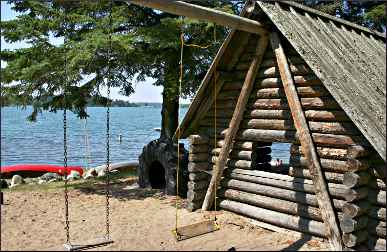 The playground at a lake resort.