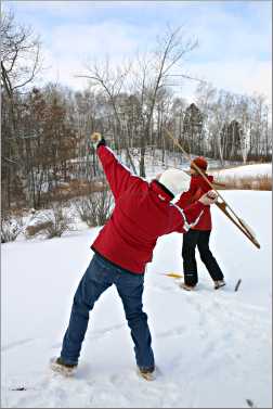 Atlatl throwers at Deep Portage Conservation Reserve.