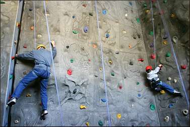 Climbing wall at Deep Portage.