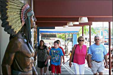 Walking downtown in Wisconsin Dells.