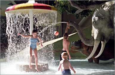 Children play in a water park.