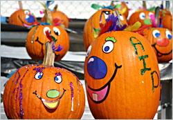 Decorated pumpkins at Wisconsin Dells.