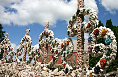 Rocks and shells adorn the Dickeyville Grotto.