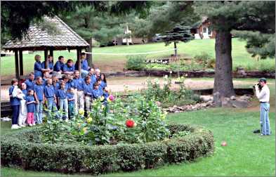 A family photo at a resort reunion.