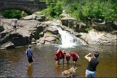 Splashing in Amity Creek.