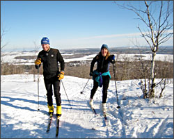 Skiers on Bardons Peak in Duluth.