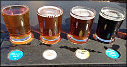 A flight of beer from Canal Park Brewery.