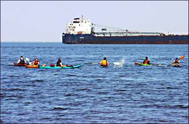 A kayak class off Duluth's Park Point.
