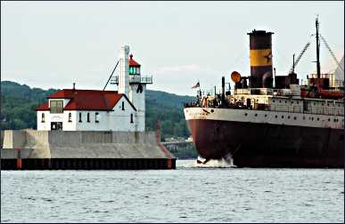 A Great Lakes freighter in Duluth.