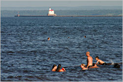 Swimming off Duluth's Park Point.